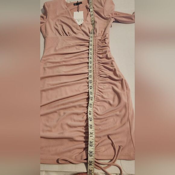 New Zara Pale Pink Mini Ruched Dress Blogger Favorite Size Medium - Picture 10 of 13